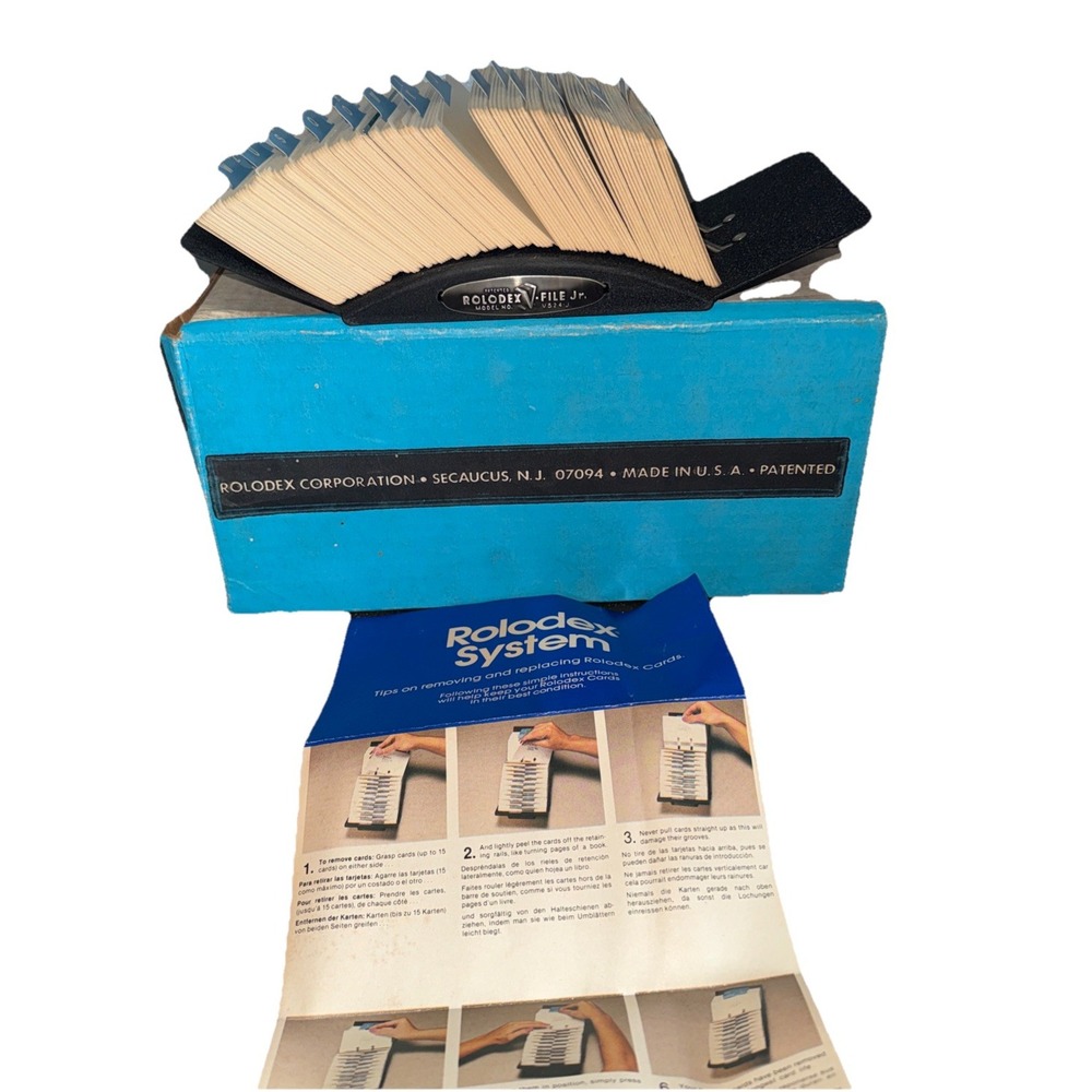 Rolodex File Jr. Model V524J Black Metal Vintage NOS Original Box Movie Prop